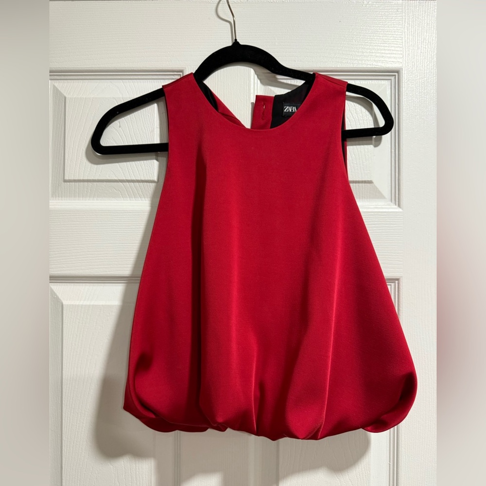 NWOT Zara Bubble Hem Blouse